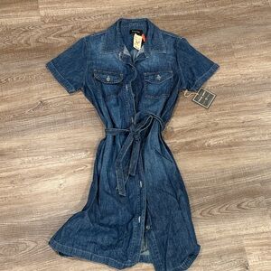 True Grit Blue Denim Midi Dress